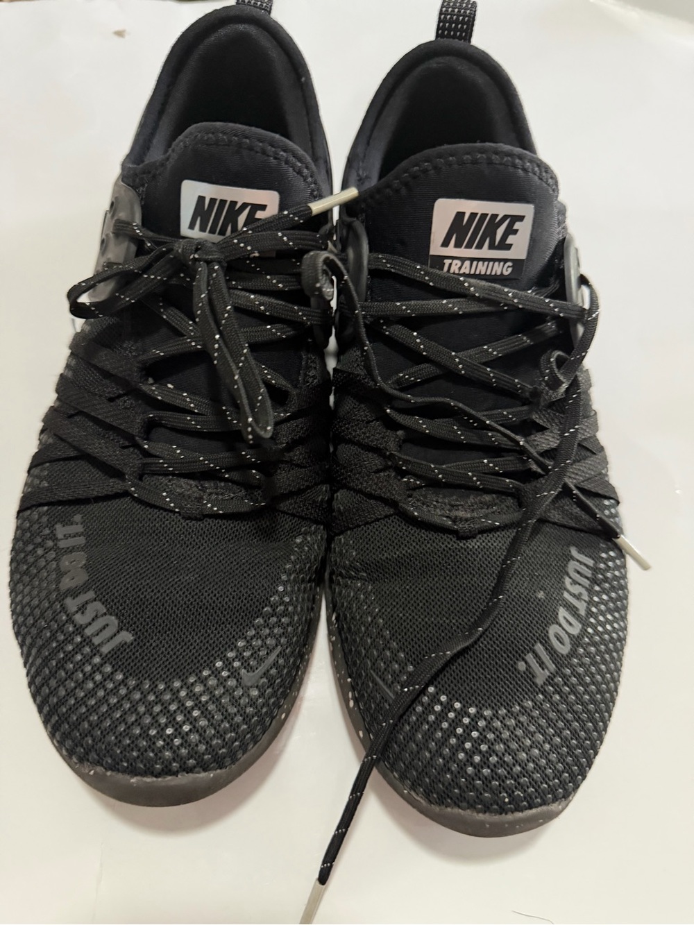 Nike Black Athletic Training Shoes with Reflective Laces